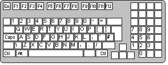 Typical 100-key  QWERTY layout