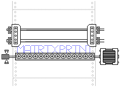 Shuttle Printer - a line of pins across the page