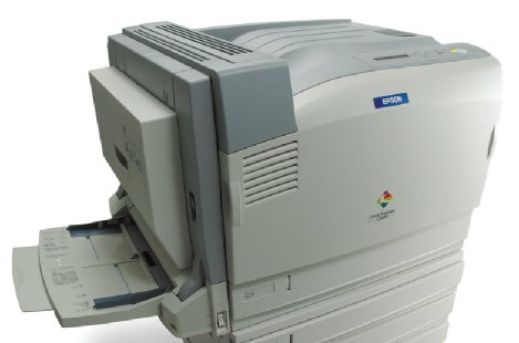 Epson Aculaser C9100 and tray stack - closeup