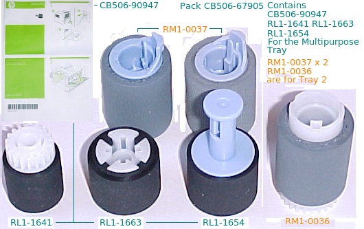 Paper feed repair kit for a LaserJet P4015 / P4015 / P4515